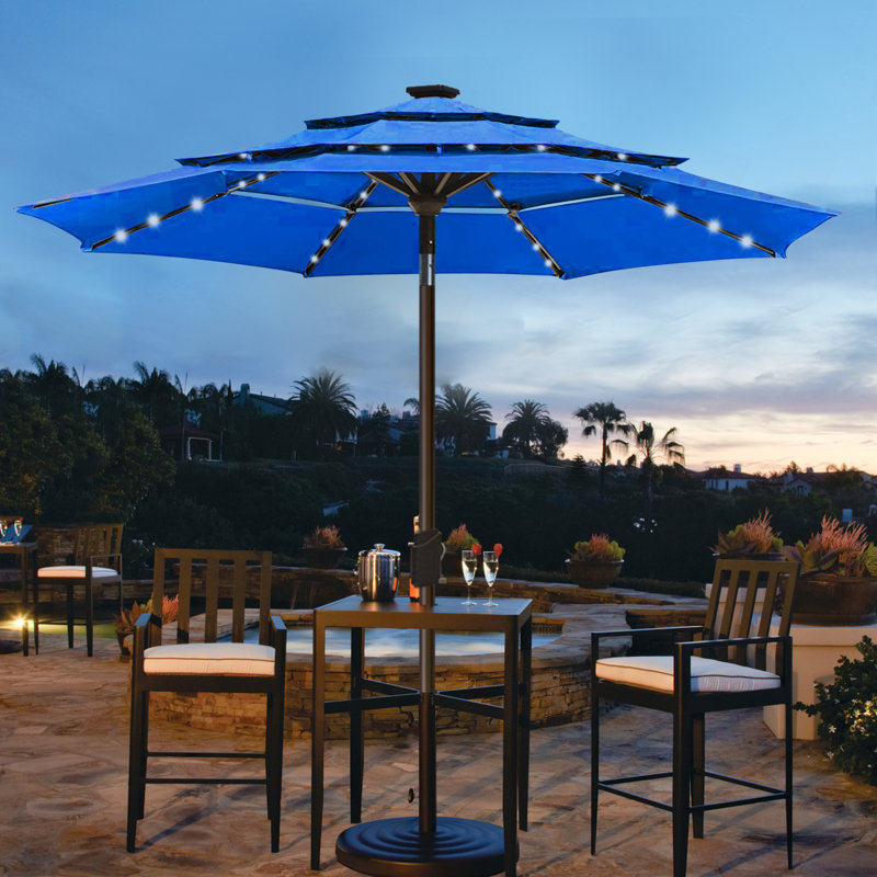Parasol lumineux 9 pi Keensburg, Bleu