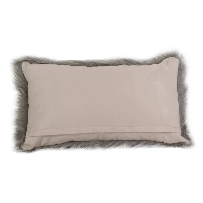 Housse et insert de coussin en fourrure synthétique Edinburgh, Gris clair