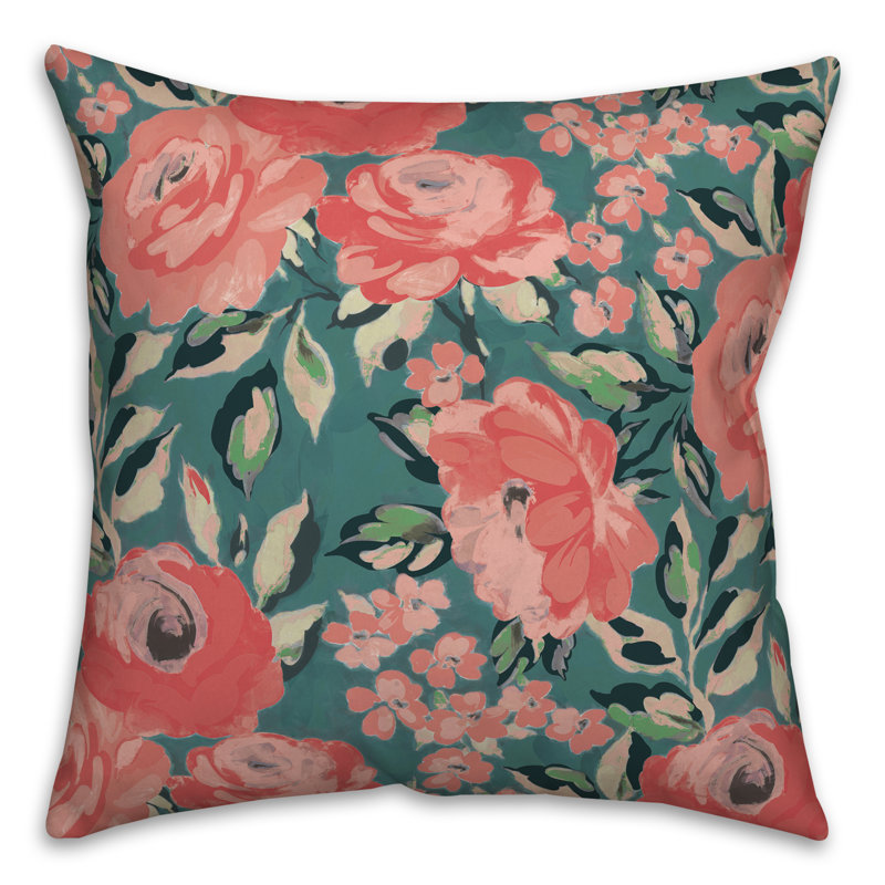 Tropical Floral Square Polyester Outdoor Pillow