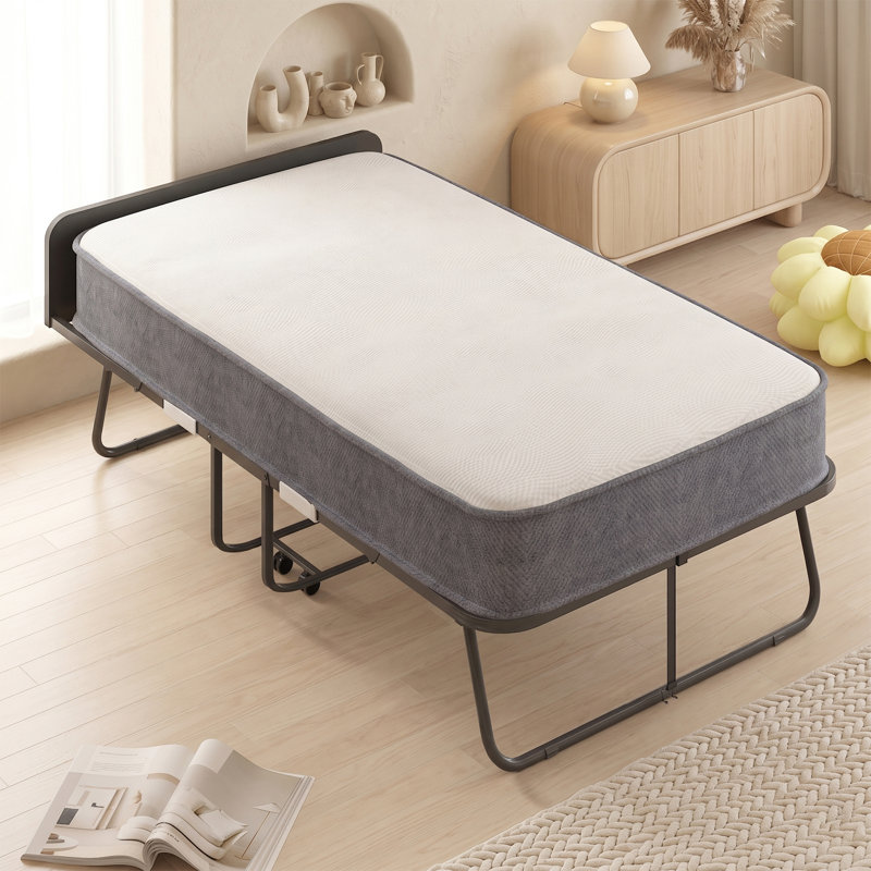 Lit pliant avec mousse à mémoire de forme de 5 po, sac anti-poussière et déflecteur
