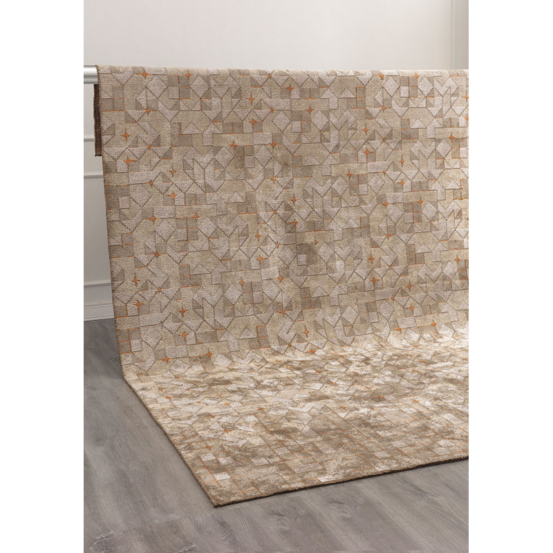 Allye Geometric Hand Loom Indoor / Outdoor Area Rug, Rectangle 6'6" x 9'10"