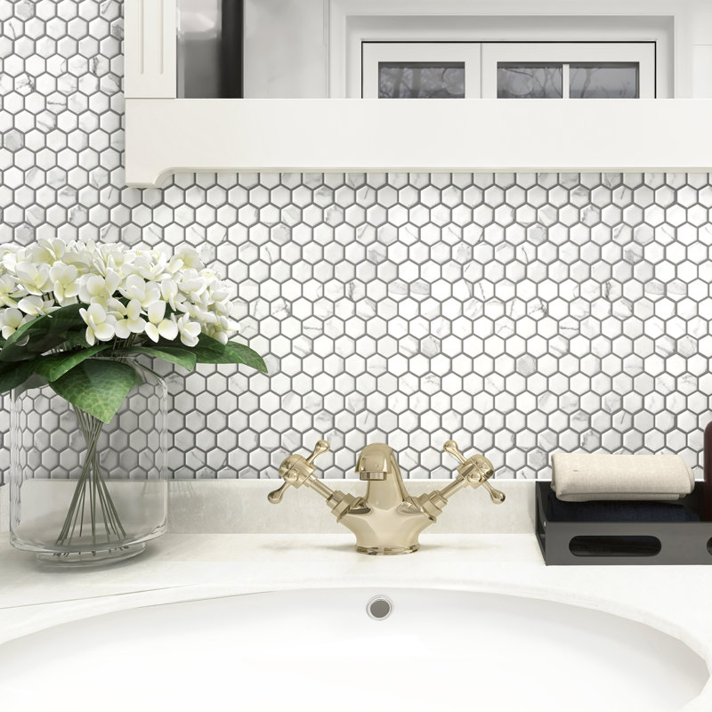 Carrione 1" Hex 10-1/4" x 11-7/8" Porcelain Mosaic Tile