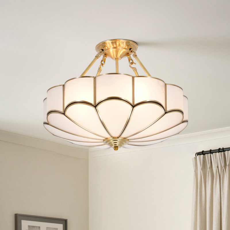 Lustre semi-encastré moderne à 4 lumières 18,5 po Blossom