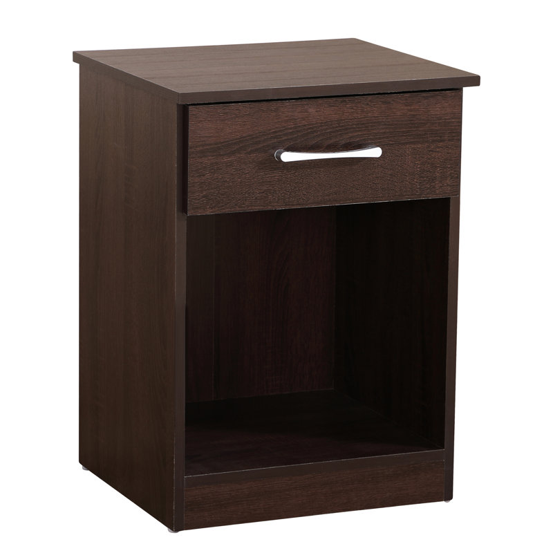 Charmante table de chevet en wengé au design épuré, Brun