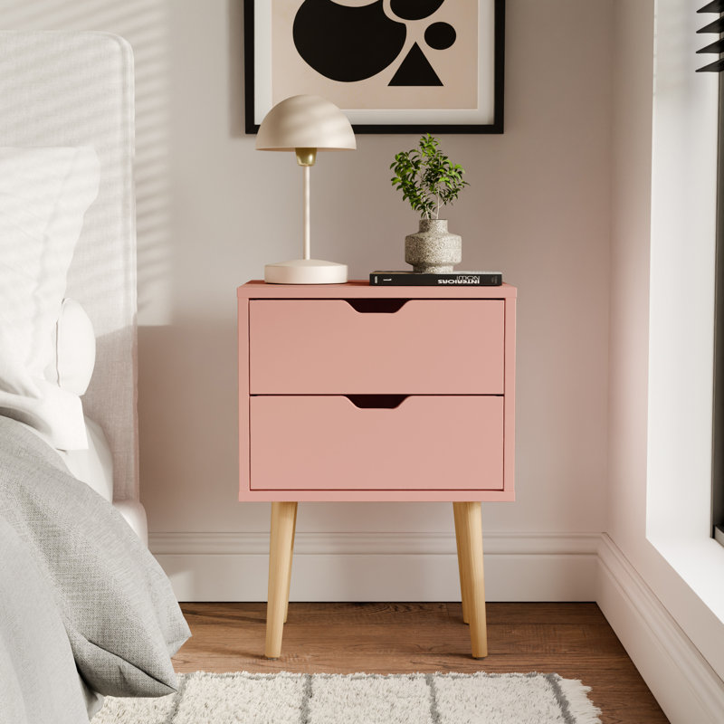 Lalani 40cm W Bedside Table, Coral Pink