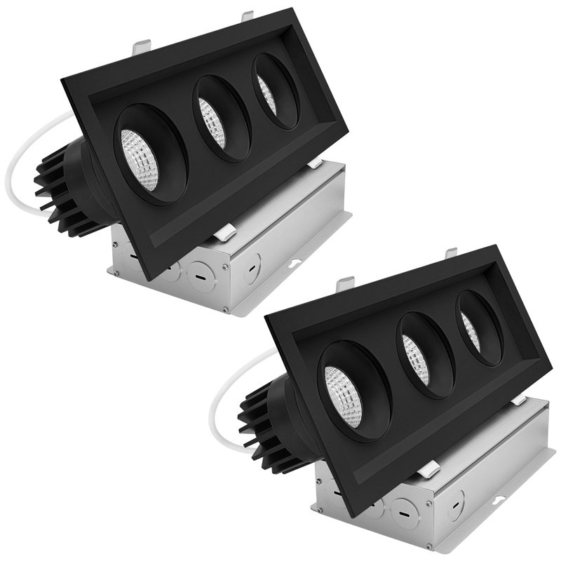 Projecteur encastré rectangulaire à 3 têtes DEL Luxrite, Noir