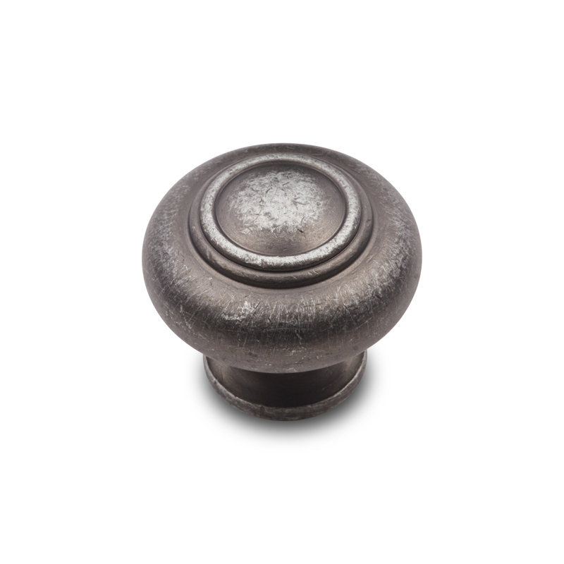 Ringed Mushroom Knob CK Series, Distressed Nickel, 1.25" Knob Diameter
