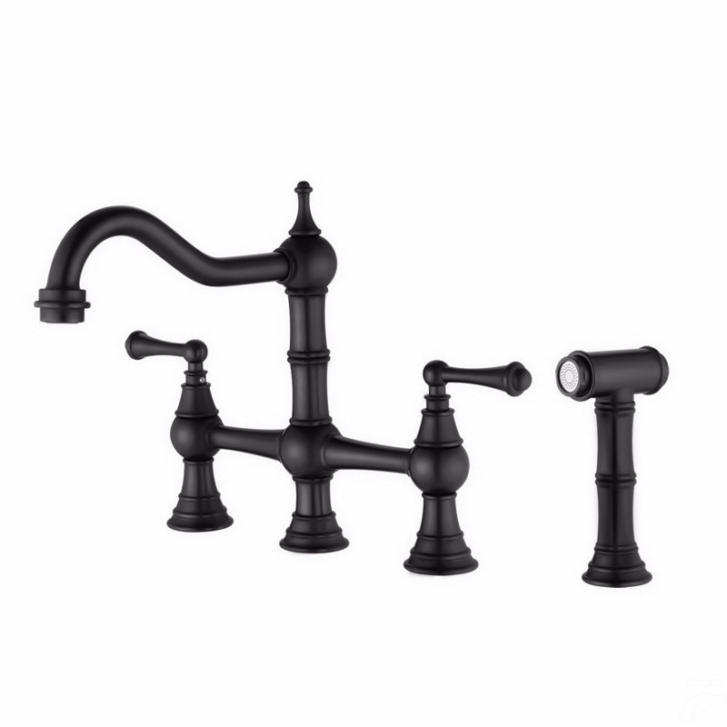 Dual Handles Kitchen Faucet With Pull-Out Side Spray