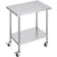 Table de travail en acier inoxydable 24 x 36 x 38 pouces, avec 4 roues, 3 niveaux de hauteur réglables