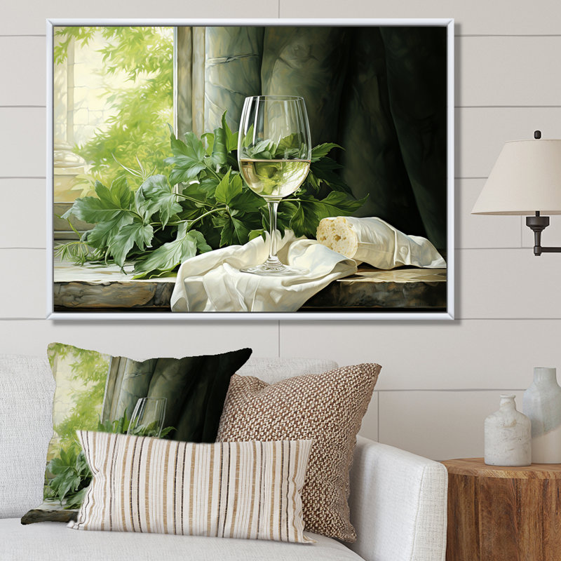 Pinot gris vert - art mural vin, Cadre flottant brun, H 30 po x l 40 po x P 1,5 po