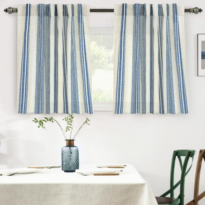 Rideaux semi-transparents avec passe-tringle Chris, L 52 po x L 36 po, Bleu marine jean