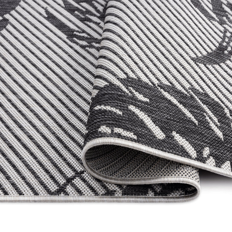 Tommy Bahama Palm Coastal Indoor/Outdoor Area Rug, Charcoal Gray, Rectangle 7'10" x 10'2"