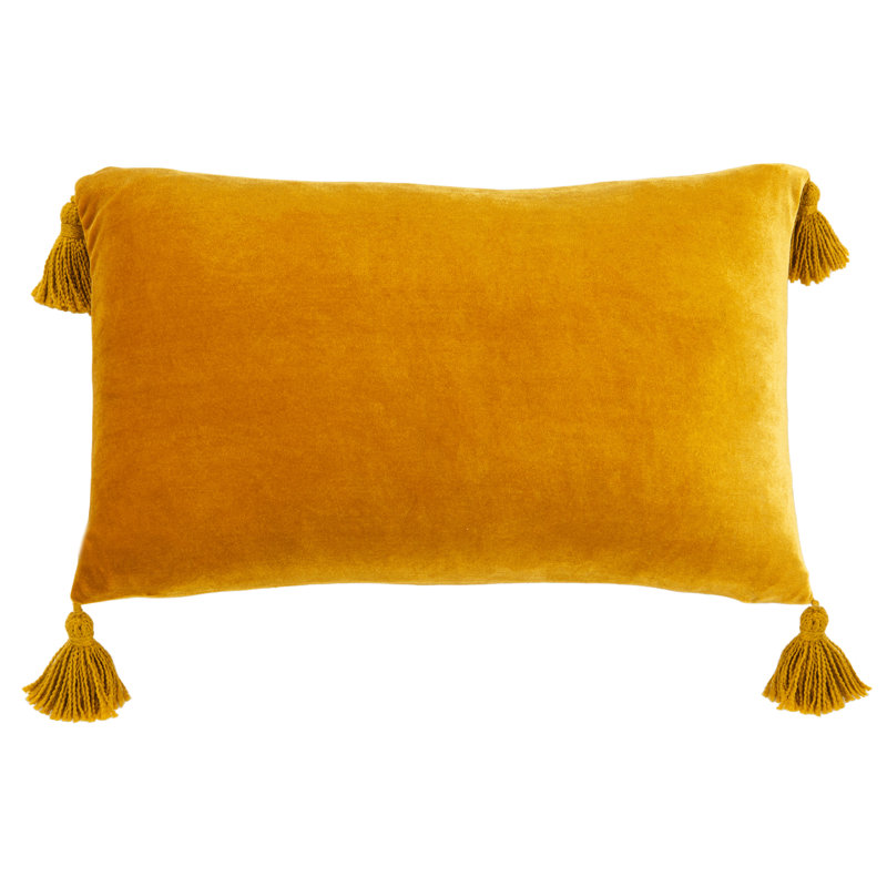 Mustard Yellow Rectangular Tassel Accent Pillow