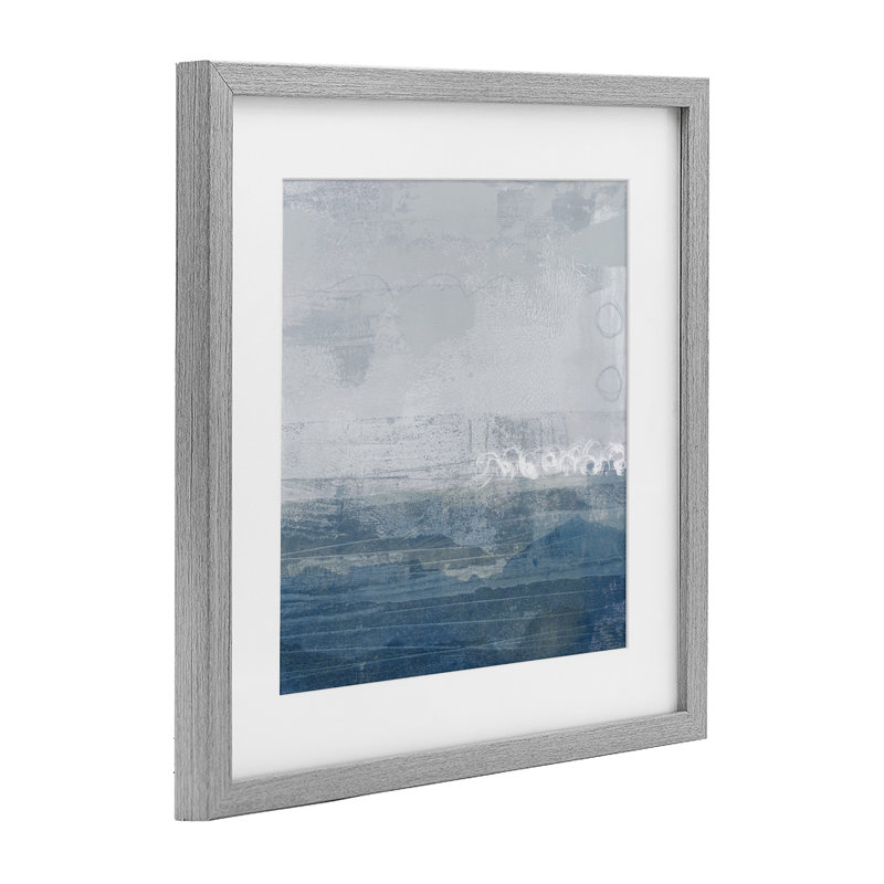 «Ocean Tide», reproduction abstraite encadrée sous verre, conception de Dan Meneely, Cadre de ferme gris, H 16 po x l 16 po