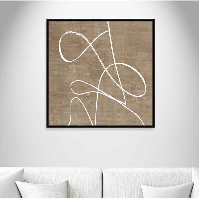 Swooping Lines - Peinture sur toile avec cadre flottant, H 31,5 po x l 31,5 po, Noir