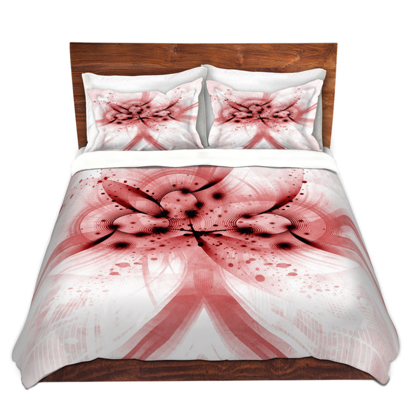 Ensemble de housse de couette à particules dieu, 1 housse de couette grand + 2 taies standards, Blanc / rouge