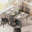 Folding Dining Table Set for 4 People, Space Saving Extendable Kitchen Dining Table with Metal Frame-1284454238-1284454236
