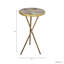 Table d'appoint ronde décorative en agate pour salon - Petite table d'appoint sur pied pour coin lecture - 56 cm, gris et or