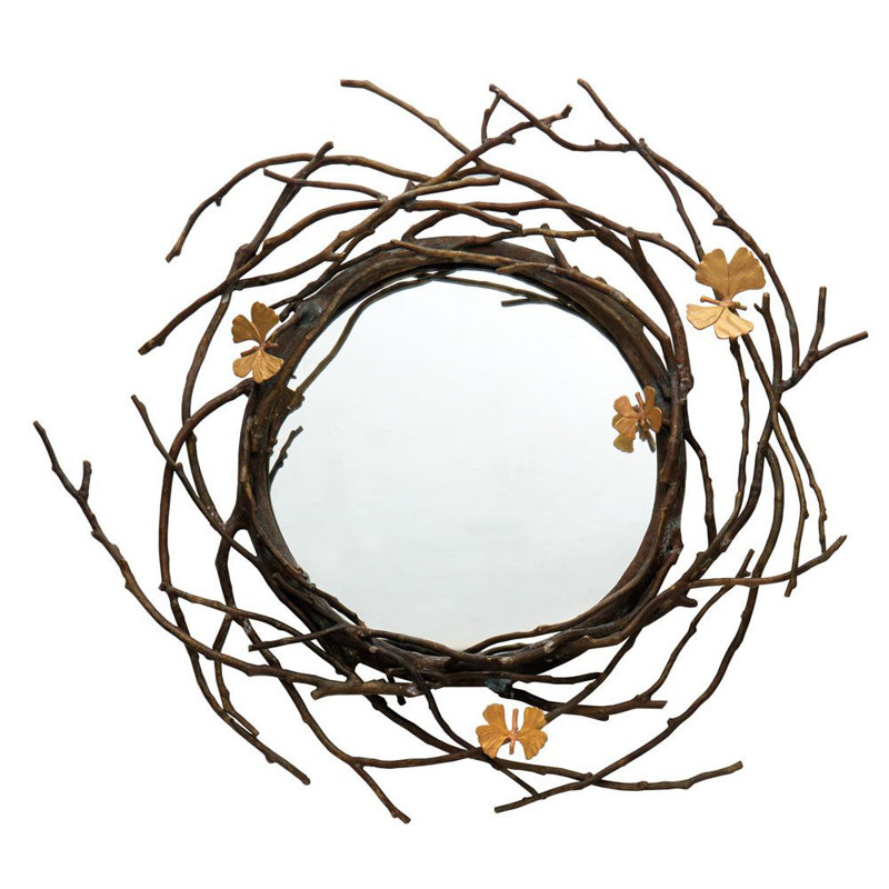 Butterfly Ginkgo Flat Metal Wall Mirror