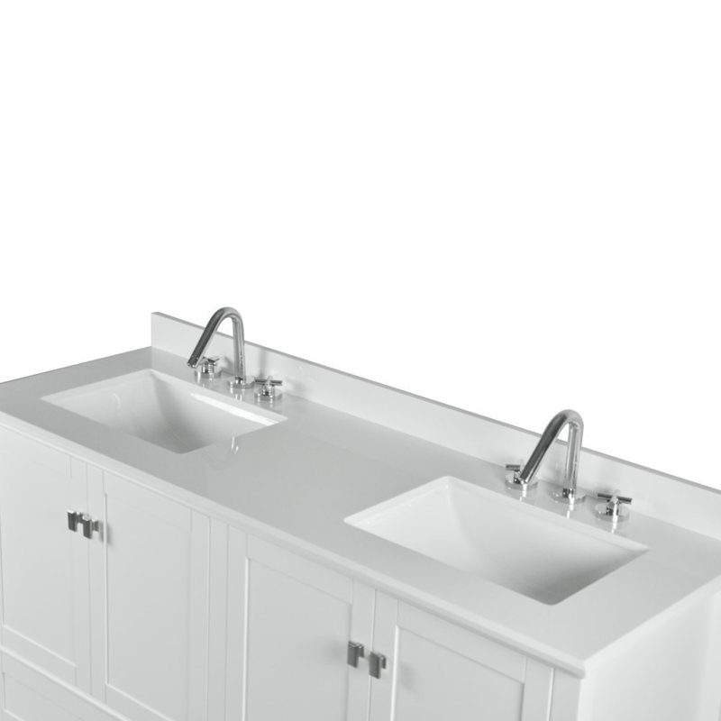 61” Double Vanity With Quartz Top, White