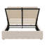 Lit plateforme tapissier double avec système de rangement hydraulique - beige