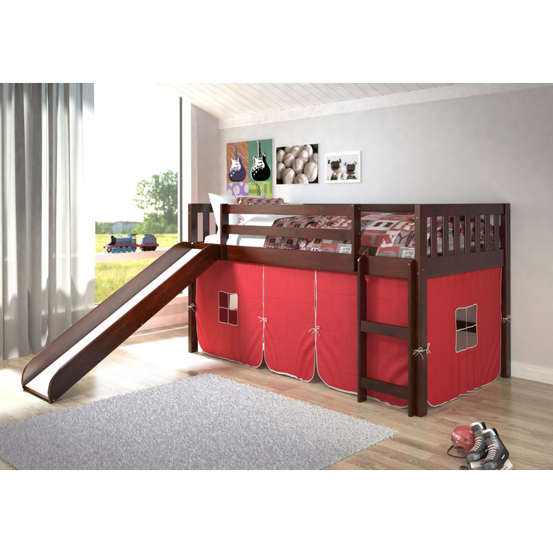 Skakke Twin Solid Wood Platform Loft Bed by Harriet Bee, Red