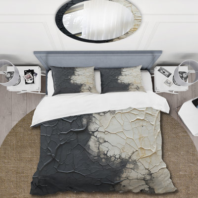 Ensemble de housse de couette White And Black Abstract Split - Abstract Shapes