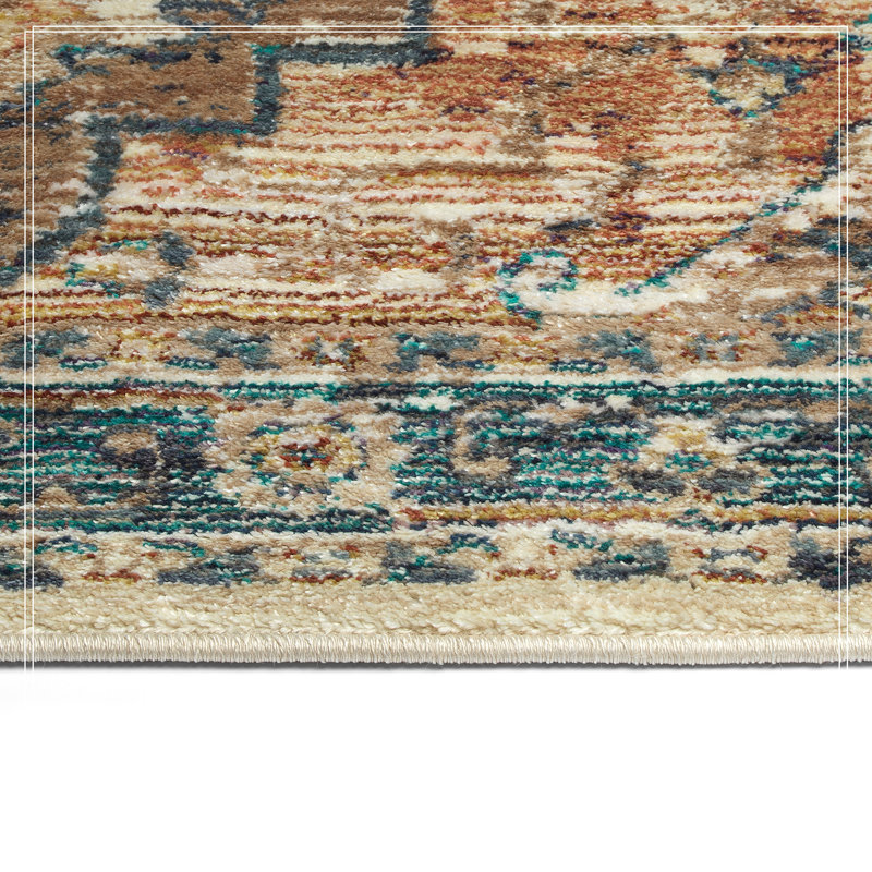 Tapis rectangulaire contemporain, transitionnel, oriental, texturé et vieilli 7 pi 10 po x 10 pi 10 po