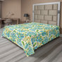 Bleu ciel profond, vert lime / floral
