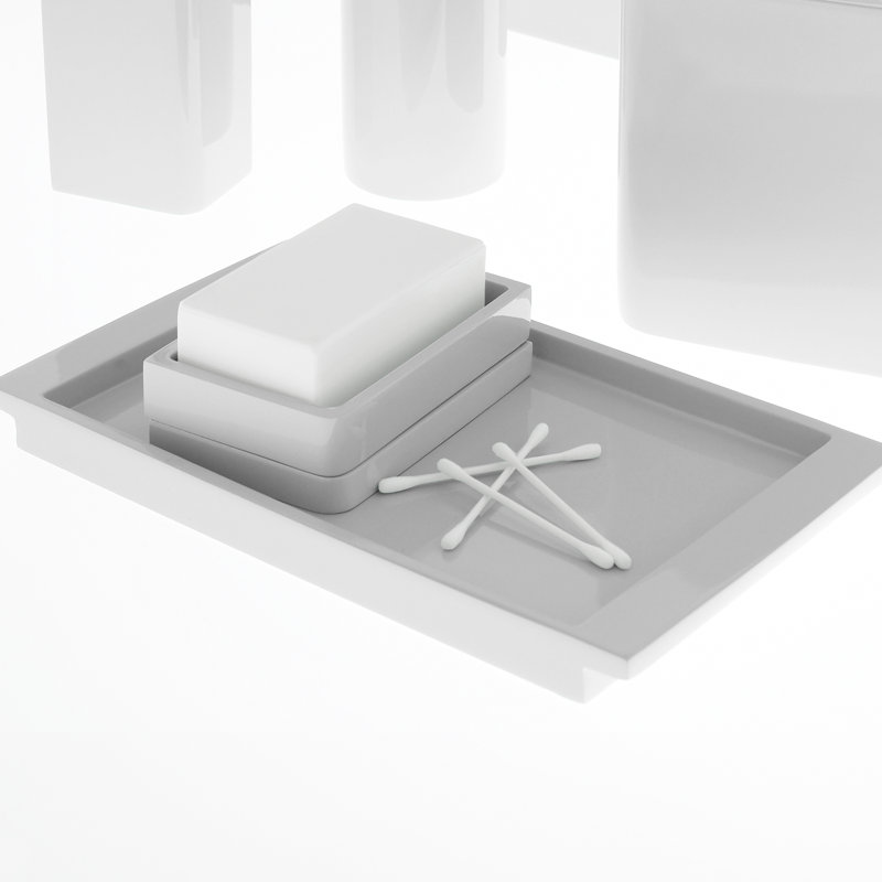 White Glossy Lacquer Resin Bath Accessories Tray