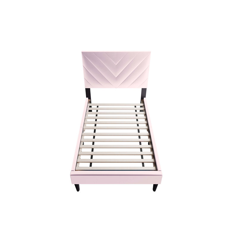 Lit tapissier en velours, Rose clair