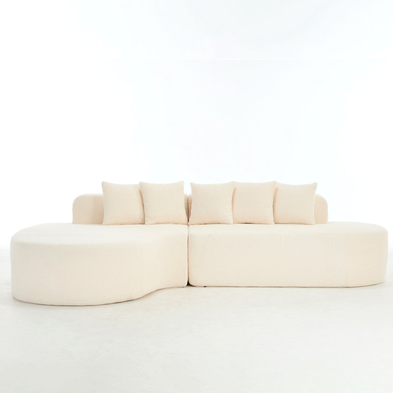 Couches désossées de 110,2 po x 62 po pour le salon, canapé modulaire incurvé avec 5 coussins, canapé en forme de L avec siège profond