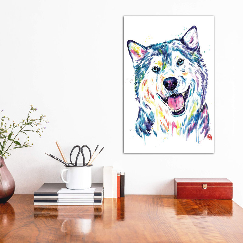 Husky sibérien par Lisa Whitehouse - impression d'art graphique, Toile tendue, Pas de tapis, H 12 po x l 8 po x P 0,75 po