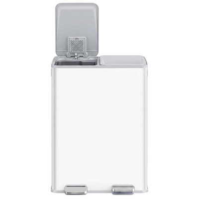 Trash Can, 2 X 8 Gallon (2 X 30 L) Dual-Compartment Garbage Can With Soft-Close Lid, Pedal And Inner Buckets, Stainless Steel, Includes 15 Liner Bags
