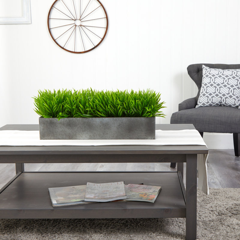 10'' Faux Wild Grass Grass in Metal Planter