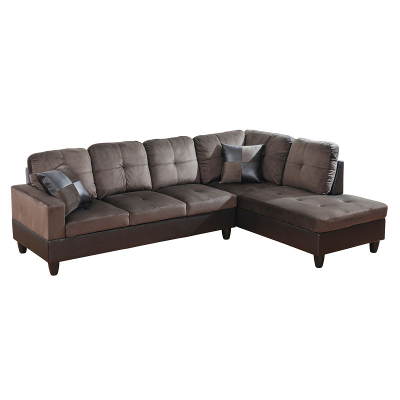 103.5" Wide Microfiber Sofa & Chaise, Right Hand Facing, Espresso Microfiber