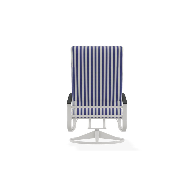 Belle Isle Outdoor Rocker Chair, Blue/White Stripe, Classic Graphite P30, Textured Snow