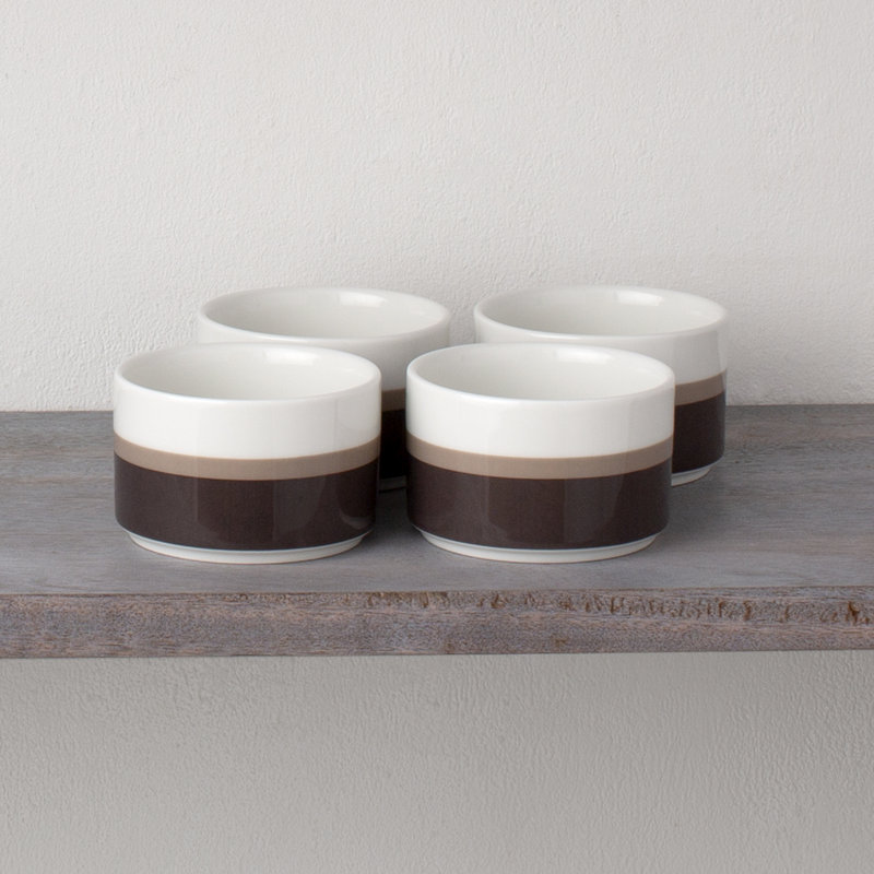 Noritake Brown and White Porcelain Stripe Mini Bowls Set