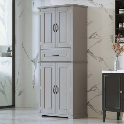 Armoire de rangement pour salle de bain avec espace de rangement multifonctionnel, tiroir avec glissières, tablette réglable
