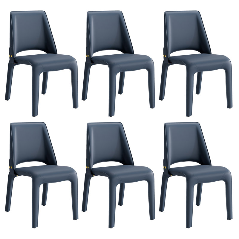Chaise en cuir Vannes, Bleu, 6, Aucun assemblage requis