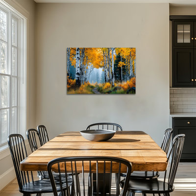 Nature Canvas Wall Art - Aspen Birch Tree Pictures Wall Decor for Living Room, Autumn Forest Landscape Artwork Prints for Bedroom, Pine Frame Wrapped Painting, 18×24 inches