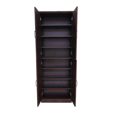 Walnut Brown 68in Tall Shoe Storage Cabinet , Mirror Doors Metal Handles Heavy Duty Entryway Shoe Organizer for Hallway Closet Living Room