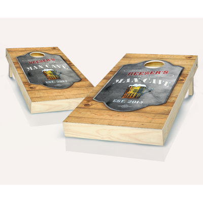 2' x 4' Personalized Man Cave Solid Wood Cornhole Set with Bags
