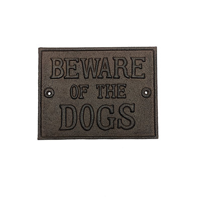 Plaque d'avertissement «Beware of Dogs» en fonte