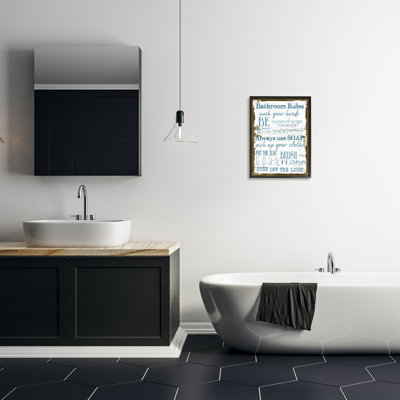 Brown And Blue Classic Bathroom Rules by Taylor Greene - Graphic Art