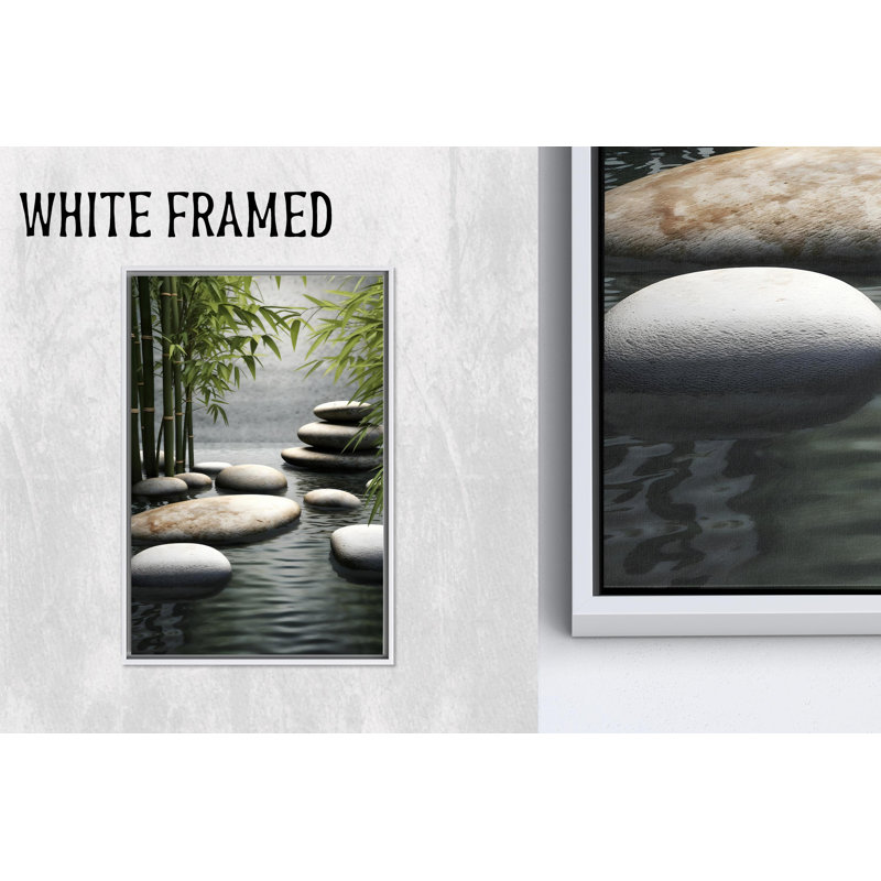 Impression sur toile Minimalist Zen Stones: Tranquility, art mural blanc 1P, 39,4 po de hauteur x 27,6 po de largeur