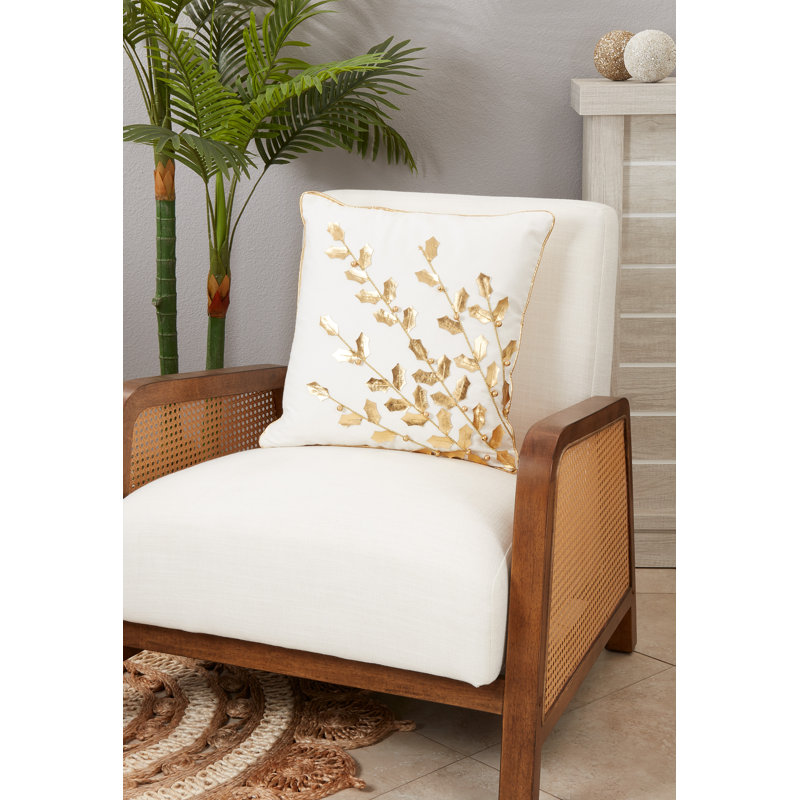 Cotton Throw Square Pillow Cover & Insert, Gold