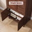 Armoire-penderie 72 po en bois avec 4 portes, tringle suspendue, 18 tablettes réglables, grande armoire de rangement pour vêtements autoportante pour chambre à coucher, brun noyer-924455590