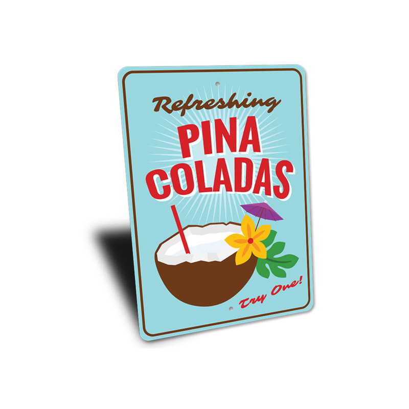 Enseigne de bar Pina Coladas, H 18 po x l 12 po x P 0,06 po