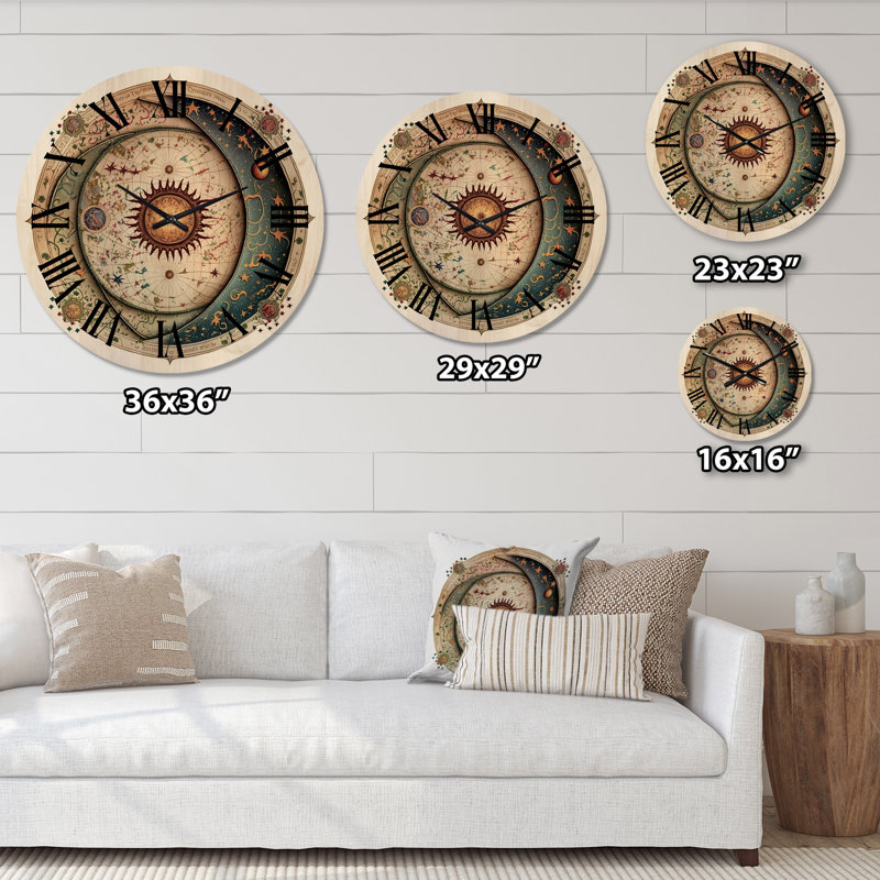 Horloge murale en bois massif Maryesther, Grand